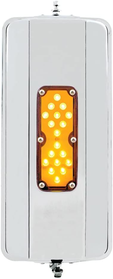 United Pacific 86501B 7” x 16” 18LED Stainless Steel West Coast Mirror, 304 Grade, Universal Fitment, 12V LED, 5/16” Studs – Heated – ONE Mirror