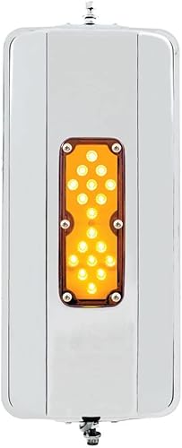 United Pacific 86501B - Espejo de acero inoxidable con 18 luces LED de 7 x 16 pulgadas, grado 304, ajuste universal, LED de 12 V, pernos de 516