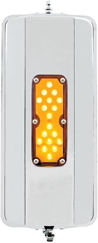 Espelho externo West Coast aquecido United Pacific 7 x 16 pol. com 18 LEDs em aço inoxidável – 1 unidade