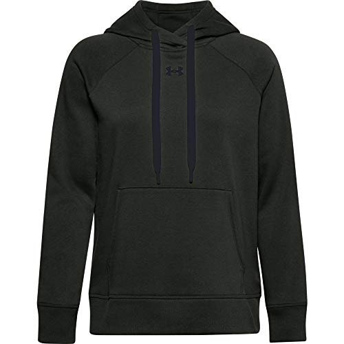 Under Armour Women's Rival Fleece Pull-Over Hoodie , Baroque Green (310)/Black , Large