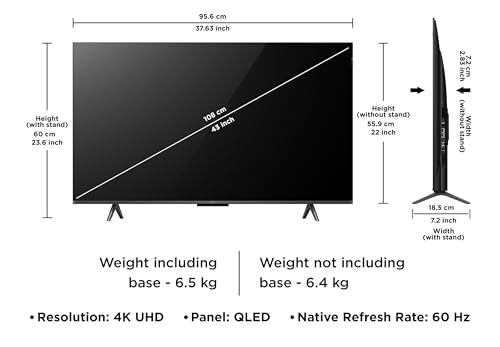 Image of TCL 108 cm (43 inches) 4K Ultra HD Smart QLED Google TV 43P71K