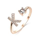 ♦ PERFEKTES GESCHENK: Diese modischen Initialenringe haben 26 verschiedene Stile, die bei Frauen und Mädchen sehr beliebt sind Geschenke, Hochzeitsgeschenke und andere Weihnachtsgeschenke.