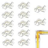 SVIANG 12Pack 2-Pin 8mm L Shape LED Strip Connector, Solderless Transparent Corner Connector for COB Light Strips, No Tool & Reusable, No Dark Area for Single Color 12V 24V