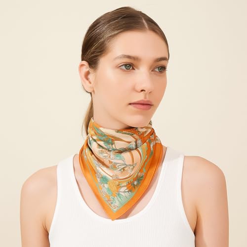 Tayri 100% Pure Silk Scarves – 20'' Small Luxurious Square Purse Scarf, Lightweight Mulberry Neckerchief for Women and Men3