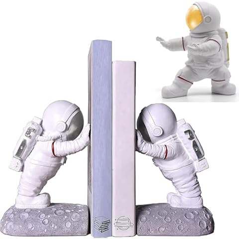 Astronaut Bookends Silver + Punching Astronaut Figurine Cover