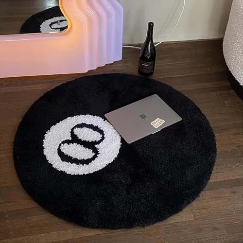 MZYZPPBD Tapis De Billard De Simulation À 8 Boules Salon Tapis Rond Doux Antidérapant 8 Boules De Tapis Absorbant De Décoration Paillasson pour Salle À...