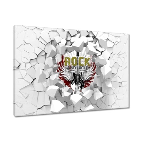 Peinture imprimée sur toile Guitare Rock 120 x 80 cm pour déco murale salon H572M