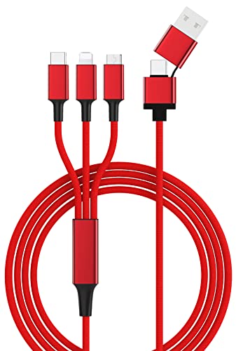 5 in 1 Multi USB-Ladekabel mit USB, USB-C und Micro-USB, USB-C und 120 cm lang, Nylon und Aluminium, ultra robust Cover