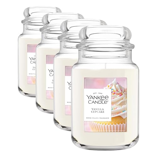 Image of Yankee Candle Vanilla Cupcake, Scented Candle, 22oz Large Jar with up to 150 Hour Burn Time, Giftable, Birthdays (Pack of 4)