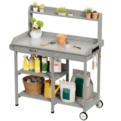 Xbro table de rempotage 112 cm, plateau galvanisé