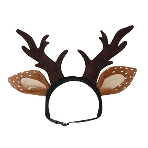 POPETPOP Dog Antlers Costume-Dog Elk Antler Reindeer Hat Cap Cat Christmas Costume Outfits Cat Headwear Small Big Dog Hat Headwear Hair Grooming Accessories-Small