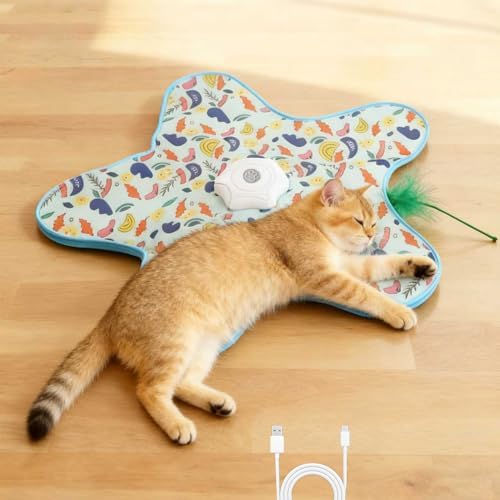 Rechargeable Automatic Cat Toy, 3-Mode Touch-Activated Interactive Toy with Random Motion, Concealed Feather & Squeaky Sound for Indoor Cats & Kittens (Yellow) image 5