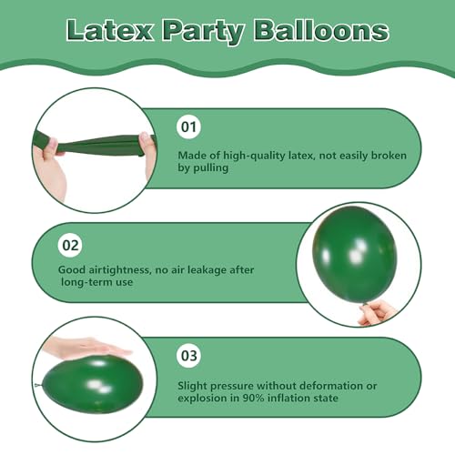 Image of Green and Gold Balloons,60Pcs Green Balloons | 12in Latex Balloon for Birthday, Graduation, St. Patrick's Day, Jungle Party Decorations