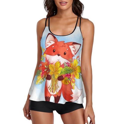 Robe de plage tankini fox femme comprenant un shorty de bain protecteur