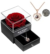 Sunia Rosa Eterna Rosa Stabilizzata Fiori, Regali Rosa con Collana Regalo per Natale San Valentin...