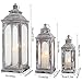 TRIROCKS Set of 3 Vintage Candle Lanterns 10/14/19.5''H Decorative Outdoor Lantern Metal Candle Holder with Tempered Glass for Home Living Room Garden Yard Parties Event Indoors Outdoors (Cement Grey)