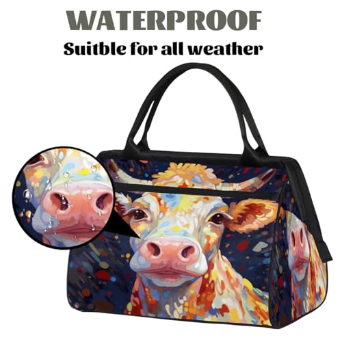 Colorful Cow Skin Gym Bag for Women Men, Travel Sports Duffel Bag with Trolley Sleeve, Waterproof Sports Gym Bag Weekender Overnight Bag Carry On Tote Bag for Travel Gym Sport3