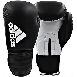 adidas Guantes de Boxeo Hybrid 50 para Hombre, Color Negro y Blanco, 14 oz