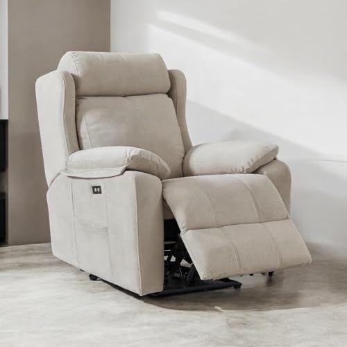 Genérico Sillon Relax Reclinable Electrico, Gravedad Cero | Desenfundable, Botonera Cromada con Puerto USB | Madera de Pino | Relax | Sillones Reclinables | Silla Sofa | Electrico Moderno | Beige - imagen 2