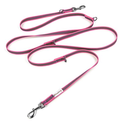 Wisedog Guinzaglio per cani con doppia estremità gommata, leggero, per mani libere, antiscivolo, adatto per passeggiate, corsa, campeggio, 3 m, colore: Rosa