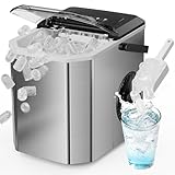 Portable Ice Maker Countertop with WiFi, 9 Cubes Ready in 6 Mins, 28lbs/Day, 2 Sizes of Bullet, Self-Cleaning Ice Machine with Ice Scoop and Basket Home Kitchen Office Bar Party