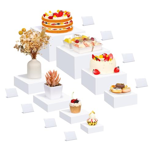 Soporte De Pastelería Decorativos,Soporte Para Tartas,8 Piezas Expositor In Acrílico Con Mini Señales De Mesa,Para Mesa Dulce Accesorios Para Bodas/Fiestas/Eventos, Blanco