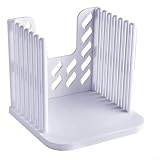Cortador de pan ajustable para pan casero, guía de corte de tostadas con diseño compacto plegable y bandeja fácil de limpiar, cortador de pan de cocina multiusos para rebanar tostadas, bagels, queso y