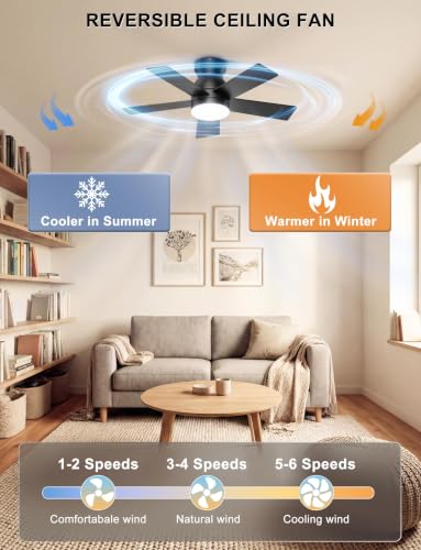 Ohniyou 32 Low Profile Ceiling Fan with Lights Remote APP Control Black - image 6