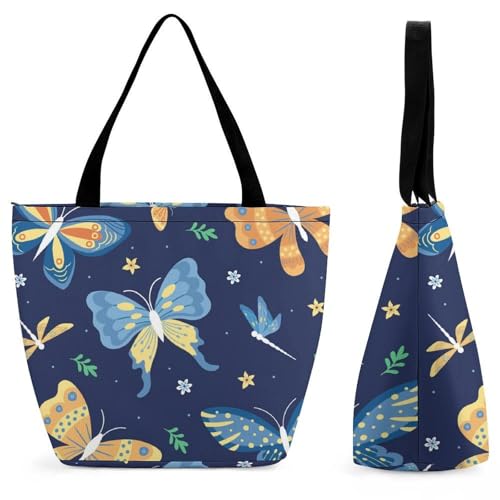 Sac à main papillon femme grand sac à bandoulière fourre-tout voyage libellule