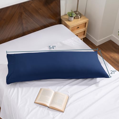 Image of Bare Home Microfiber Body Pillow Cover - Ultra Soft & Cooling - Double Brushed - Envelope Closure - Easy Care (21''x54'' Body Pillow Cover, Dark Blue)
