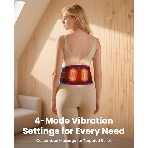 Image of BOB AND BRAD ThermoRed Heating Pad Belt Massager for Lower Back Support, FSA Cordless Wearable Near Infrared Heat & Red Light Lumbar Back Wrap with Adjustable Vibration HSA Eligible, Gift for Family
