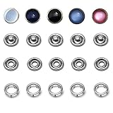 50 Sets Snap Fastener Kit, 16L/10mm Classic Pearl Prong Ring Snaps for Western Shirt Clothes Popper Studs with Clear Storage Box (5 Color x 10 Sets)