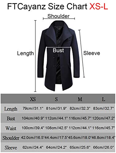 Image of FTCayanz Men's Wool Trench Coat Winter Slim Fit Business Top Coat Single Breasted Overcoat