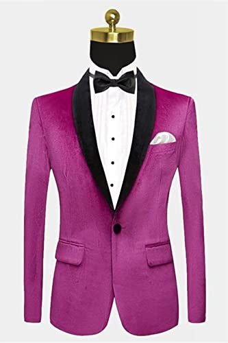 Men's Shawl Collar Blazer Velvet Suit Coat for Party Prom Dinner Jacket4