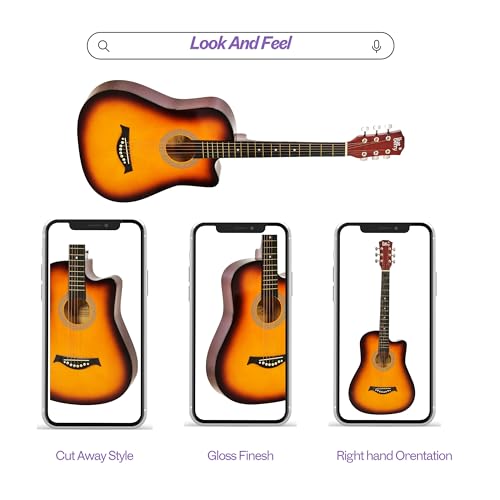 Image of BLUEBERRY B-D38, Acoustic Guitar Kit Inbuilt Truss Rod with Bag, Strap, One Pack Strings And Picks - 38 Inch (Sunburst)