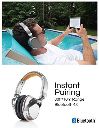 Over Ear Wireless Bluetooth Stereo Headphones | Built In Mic And Optional Wired Mode | 16 Hour Battery Life | Compatible With All-New Kindle Paperwhite & Oasis, Apple, Samsung, And Android Devices #TOP1