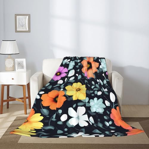 Couverture fleurs colorées 203x152 cm douce et légère pour lit
