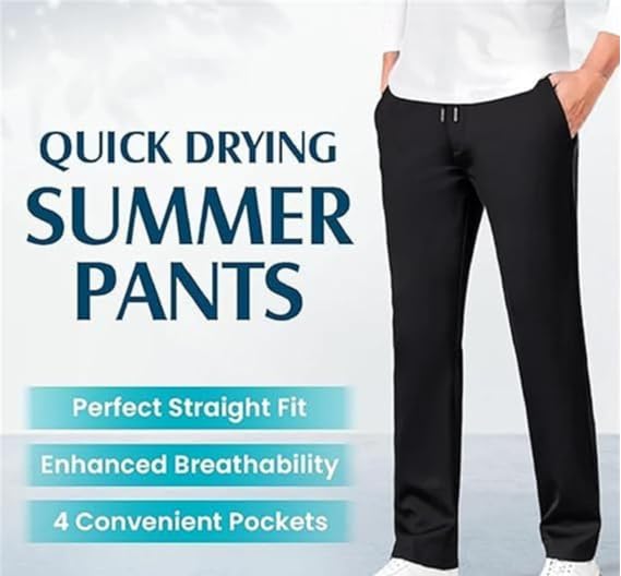 Leenfort Mens Pants, Unisex Ultra Stretch Quick Drying Pants, Casual Straight Pants for Men2