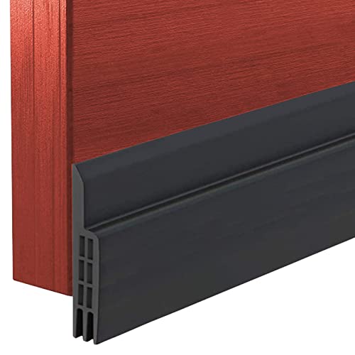 Burlete Bajo Puerta Agua, Aislante Puertas Entrada, Sella Puertas Exterior, Debajo Puertas Interior para El Frio Silicona Adhesivo para Puerta Aislamiento Acústico/Prueba de Viento/Anti-bug 1m, negro