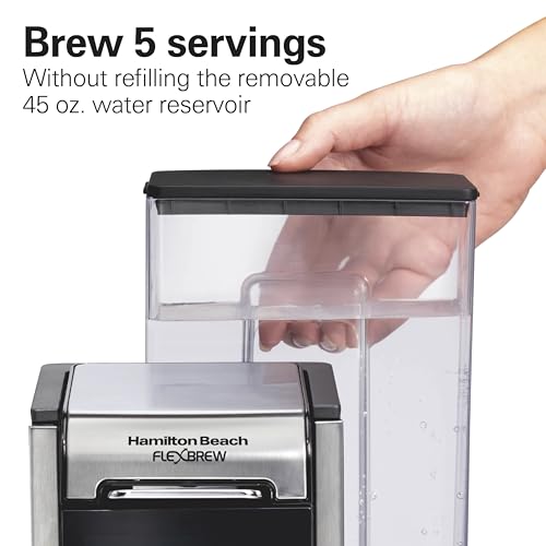 Image of Hamilton Beach FlexBrew Advanced 4-in-1 Single Serve Coffee Maker | Hot & Iced Coffee Maker | Removable 45 oz. Reservoir | Uses Pod Packs & Grounds | Fast Brewing | Black