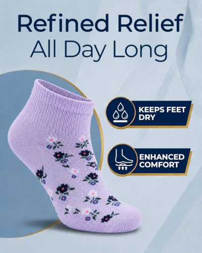 Image of Pembrook Ankle Diabetic Socks for Women & Men | 6 Pairs | Wide Non Binding Socks Quarter Length | Edema Neuropathy Socks