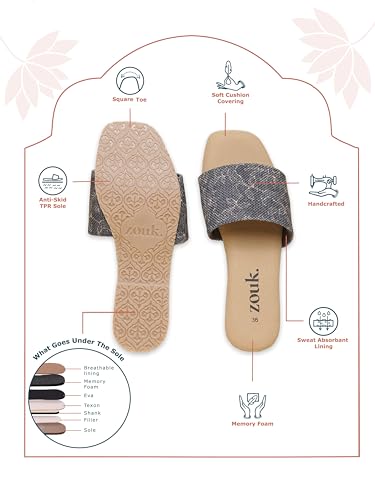 Image of ZOUK womens Hooghly Marine Casual Flats Black Sandal