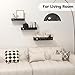 Serwrsw Moon and Stars Wall Shelves Black, Set of 3 Small Floating Shelves for Bedroom Living Room Wall Storage or Decor, Brown Board