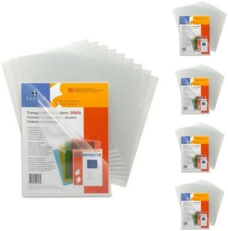 Sparco Transparent File Holder - Letter - 8.50" Width x 11" Length Sheet Size - 100 Sheet Capacity - Clear - 50 / Pack
