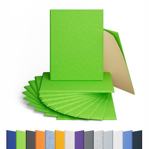 Image of 12 Pack Rectangle Acoustic Panels Self Adhesive Sound Proof Foam | High density sound acoustic panels, 16 x 12 x 0.4in 4:3 acoustic wall panels for home, office, studio, and more(Fruit Green)