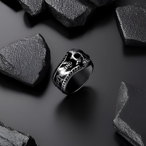 Vintage Ring Stainless Steel Gothic Skull Rings for Men Boy Band Silver Skeleton Cocktail Party Biker Ring Size 8-132