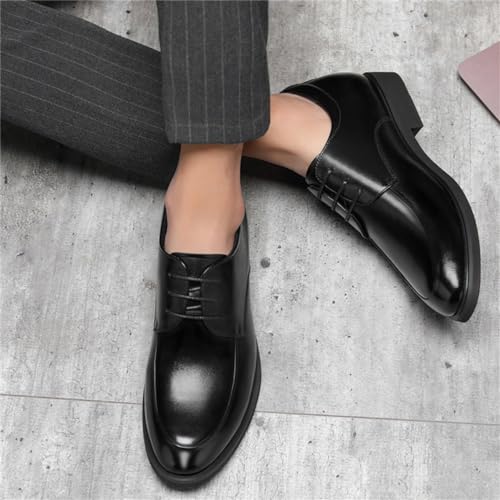 Men's Pointed Toe Elevator Formal Dress Shoes Lace Up Stylish Business Shoes Non-Slip Office Wedding Casual Leather Shoes3