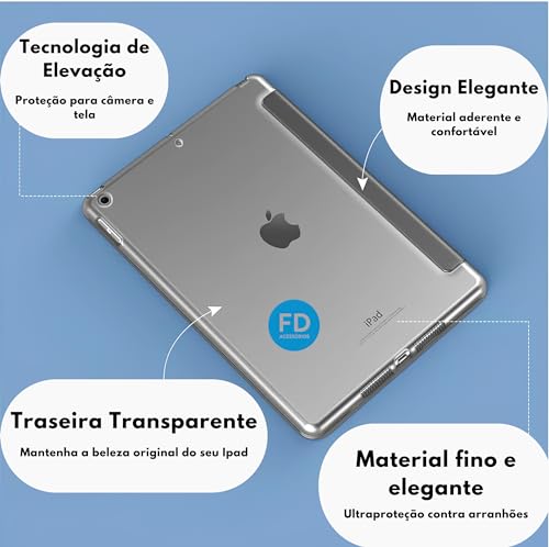 Capa Capinha Case para iPad 7a, 8a e 9a Geração 10.2″ com Compartimento para Pencil Anti-impacto Tam