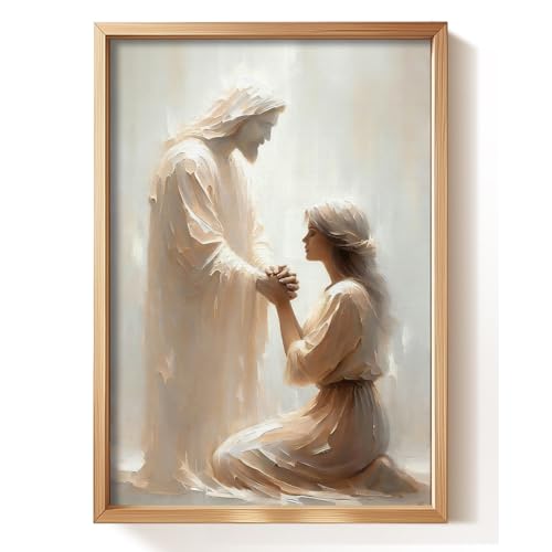 Christian Jesus Canvas Wall Art, Pain Healed Woman and Jesus Painting Poster, Religious Prayer Room LDS Art Print, Biblical Scripture Picture for Wall Decor 12x16in Unframed