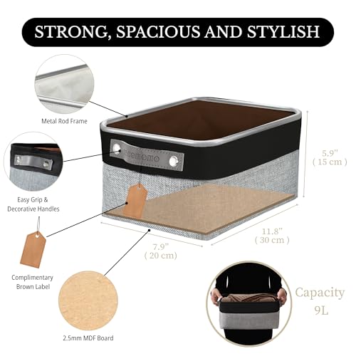 Image of DECOMOMO Small Storage Basket, Closet Storage Bins, Baskets for Organizing Shelves (Grey & Black, Small - 6 Pack)